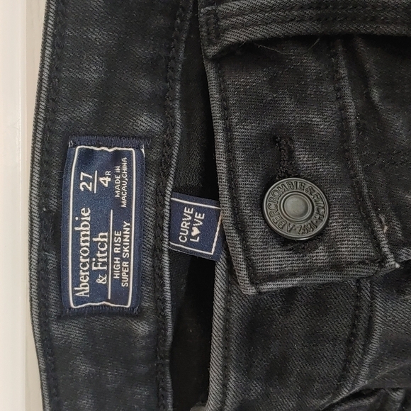 Abercrombie & Fitch Distressed High Rise Super Skinny Black Jeans Size 4 - Picture 3 of 8